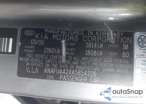 2010 Kia Forte Ex из США, поврежденный, VIN KNAFU4A2XA5854226